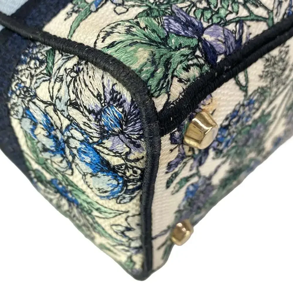 Christian Dior Lady Dior Light Medium Bag Handbag Cream Blue Multi